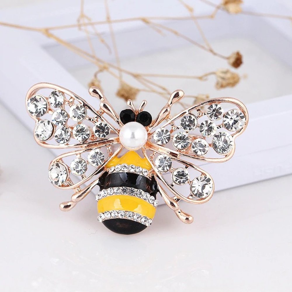 Large 2.25" Rhinestone Bee Pin Brooch